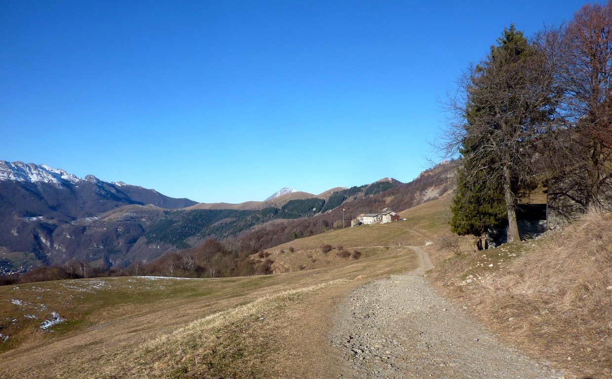Dal 580 ormai prossimo ai Tre Faggi, vista verso la Costa del Palio, alla testata della valle Imagna