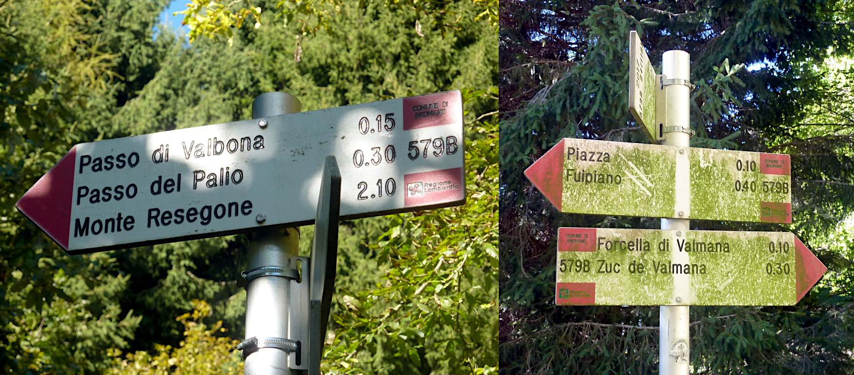 A ca. 1340 m il 579B sdoppia, proponendosi anche per raggiungere, in alternativa, il p.so di Valbona