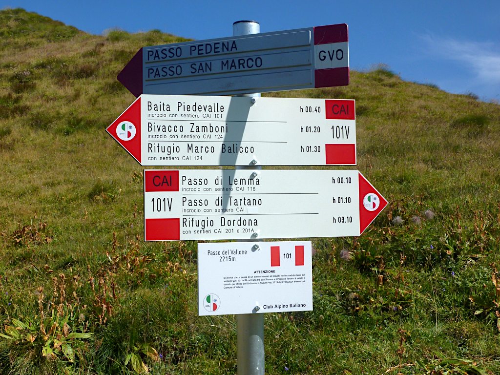 101V: segnaletica al p.so del Vallone.