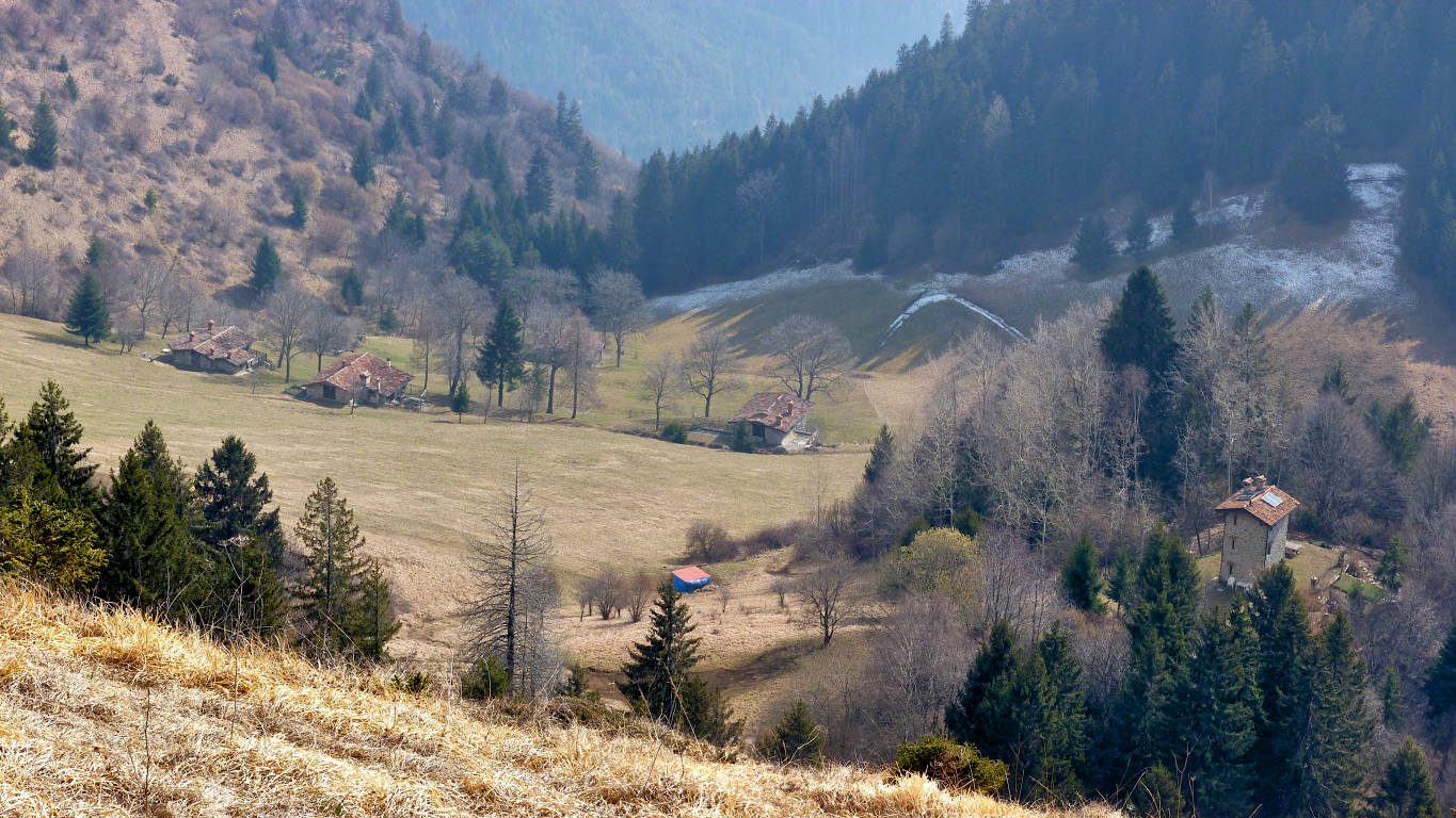 Le belle B.te di Parè, zoomate dal soprastante 317A. In alto a dx: le pendici del M. Castello.