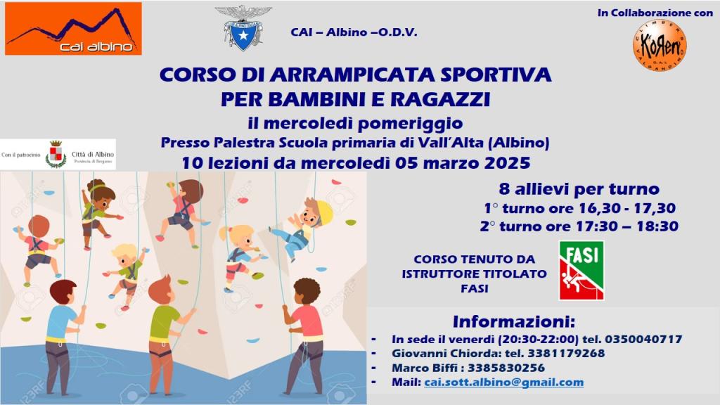 locandina corso arrampicata ragazzi