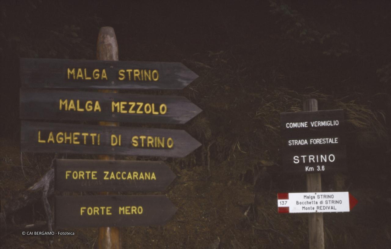 Indicazioni con freccia per il monte  Redival