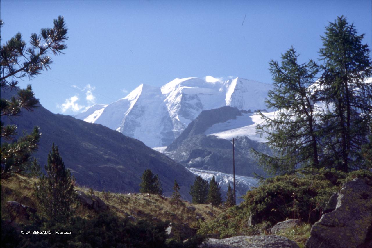 Vista sul gruppo del Bernina lungo il percorso 