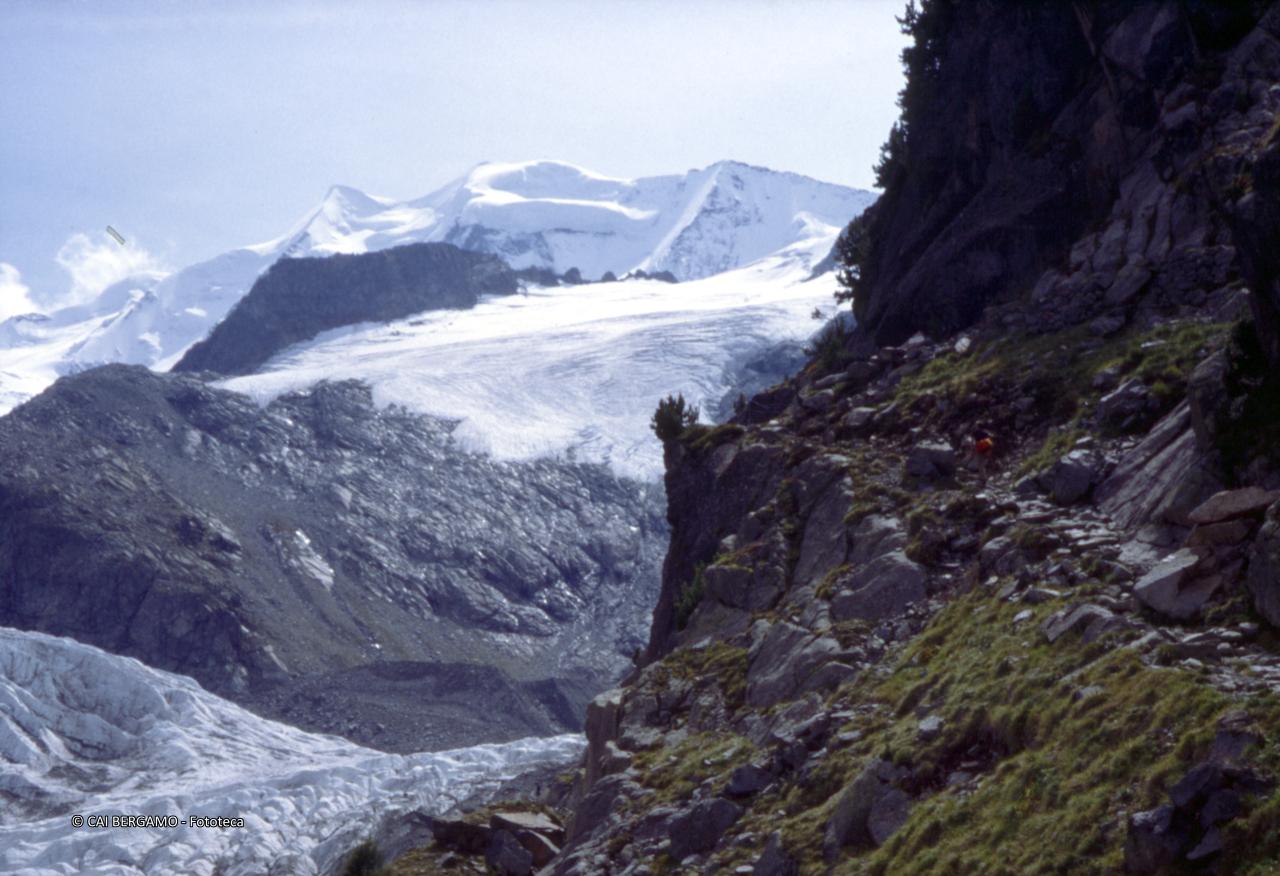 Vista sul gruppo del Bernina dal sentiero verso  Boval-hutte